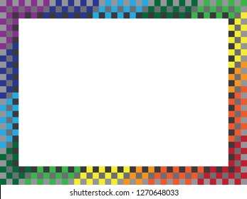 classic checker pattern frame in gray and rainbow color