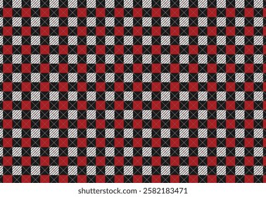 classic checkerboard pattern, red black cross, white Lumberjack or flanel pattern, paper pattern, seamless plaid pattern vector. Retro background fabric. Vintage checkered color geometric texture