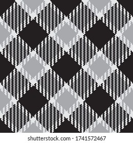Classic checkered black grey pattern tartan. Seamless abstract texture. Geometric color wallpaper. Scottish cage. Vector graphics printing on fabrics, shirts and textiles.