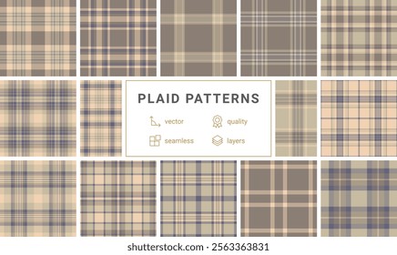 Classic checkered plaid set, offering versatile geometric patterns for shirts, clothes, and textile materials with a British-inspired aesthetic.