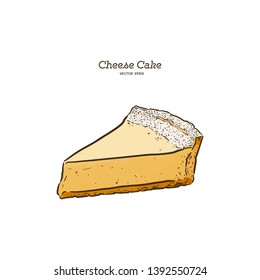 Classic Cheese Cake, hand draw sketch vector.