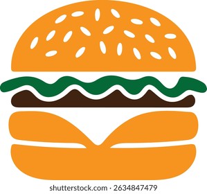 classic cheeseburger fast food, vector silhouette of hamburger, simple burger icon