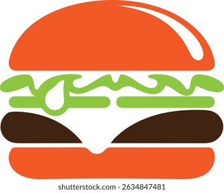 classic cheeseburger fast food, vector silhouette of hamburger, simple burger icon