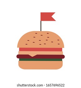 Hamburguesa de queso clásica sobre fondo blanco.Ilustración vectorial en estilo plano. EPS 10.