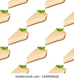 Classic cheesecake dessert background. Vector sweet seamless pattern.