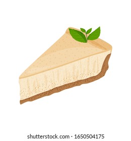 Classic cheesecake dessert. Vector sweet illustration isolated on white background.