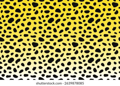 Classic cheetah-spot seamless pattern. Golden yellow base sprinkled with irregular black dots. ideal for sporty apparel, graphic tees, and playful stationery.
