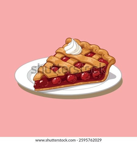 Classic Cherry Pie Slice with Golden Lattice Crust