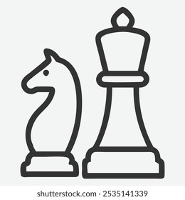 Classic Chess Icon - Elegant Line Art Illustration