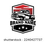 classic chevy truck vector view with sunset view on white background view from side. Best for logos, badges, emblems, classic truck industry. vector illustration in eps 10.