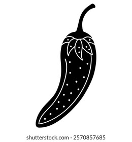 Classic chilli silhouette vector for spice and culinary uses