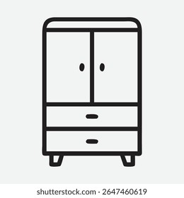 Classic China Cabinet Icon in Elegant Minimalist Line Art Style