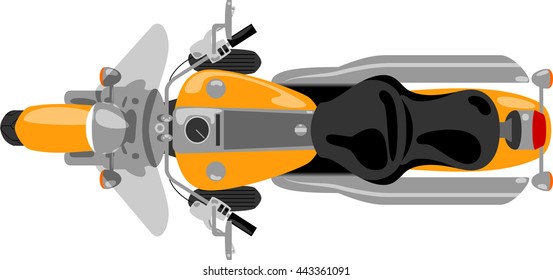 classic chopper cruise motorcycle isolated top view