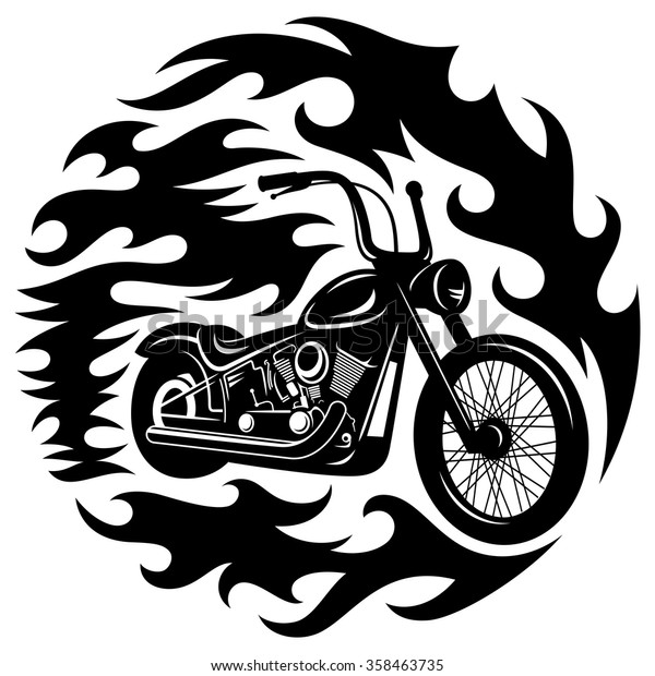 Classic Chopper Motorcycle Spurts Flame Tshirt Stock Vector (Royalty ...