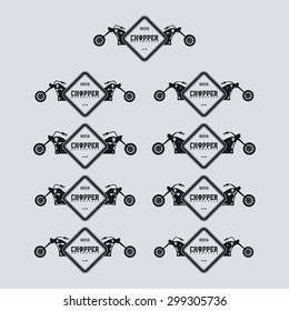 classic chopper motorcycle theme vector art illustration