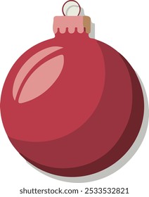 Classic Christmas bauble in a bold red color, for holiday designs, gift wrap patterns, festive decor.