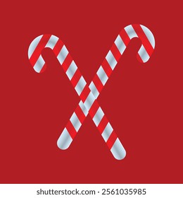 Classic Christmas candy canes and sweets arranged beautifully on a vibrant red background. Ideal for festive holiday designs, seasonal decor, and cheerful celebrations.