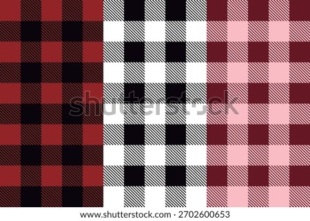 Classic Christmas Gingham Plaid Pattern Set