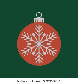 Classic Christmas Ornament Vector with Snowflake Pattern Minimalist Holiday Decoration Illustration