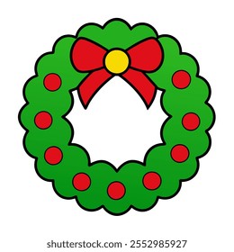 A classic Christmas wreath vector logo featuring traditional evergreen foliage, holly, and berries. Perfect for holiday designs, festive decorations, and seasonal branding.