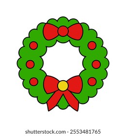 A classic Christmas wreath vector logo featuring traditional evergreen foliage, holly, and berries. Perfect for holiday designs, festive decorations, and seasonal branding.