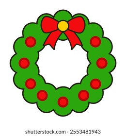 A classic Christmas wreath vector logo featuring traditional evergreen foliage, holly, and berries. Perfect for holiday designs, festive decorations, and seasonal branding.