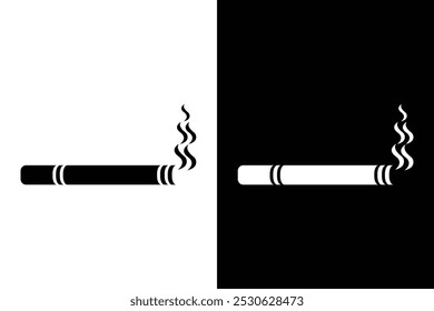 Classic Cigarette Silhouette Black And White Vector Icon.