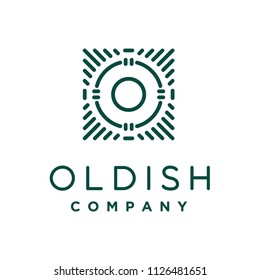Classic Circle and Square Frame Decoration with line art style, good for initial O logo design inspiration