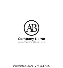 Klassisches kreisförmiges AB-Logo mit elegantem Minimalstil