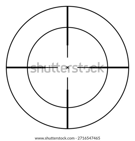 Classic circular crosshair with bold axis lines, strong aiming and goal alignment symbol for analytics displays, navigation tools and control interfaces