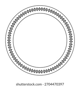 Classic circular frame, featuring delicate, repeating ornamental border. Intricate design creates an elegant, timeless aesthetic, perfect for formal applications. For laser cutting, plate, porcelain, 