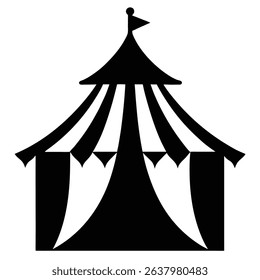 Classic circus tent black and white icon.