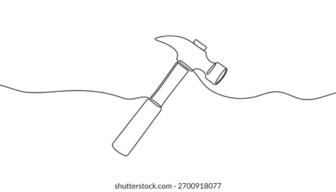 Martelo de garra clássico em um estilo de arte de linha. Desenho de uma ferramenta de construção e reparo com traçado preto editável. Ilustração vetorial.