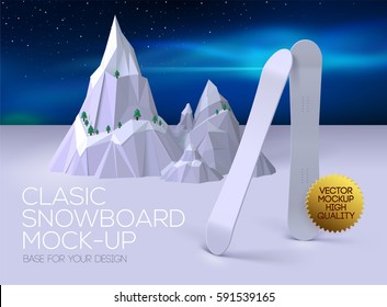 Classic clean white snowboard for your design, template for presentations image.