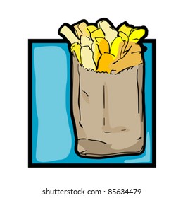 Classic clip art graphic icon with french fries