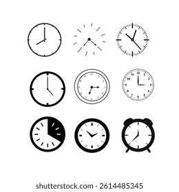 Classic clock design with bold numbers and hands, symbolizing time, punctuality, routine, countdowns, and daily schedules.