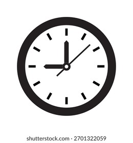 Reloj clásico, que muestra nueve horas, que simboliza el tiempo, la puntualidad y el horario en un diseño limpio y simple
