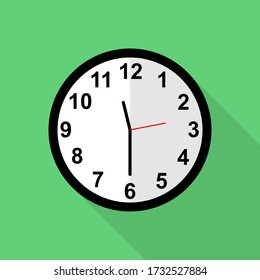 Classic clock icon, Half past eleven o'clock or Half to midnight.