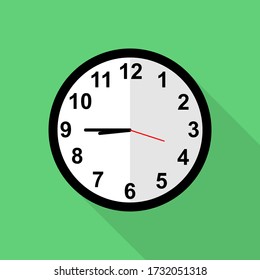 Icono de reloj clásico, de cuarto a nueve en punto