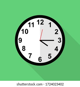 Icono de reloj clásico, cuarto de trimestre a las cuatro en punto