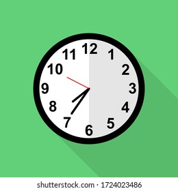 Klassisches Uhrsymbol, fünfundzwanzig Minuten bis acht Uhr