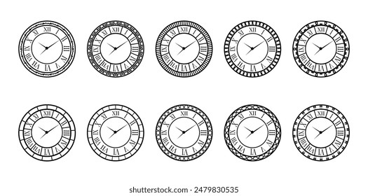Classic Clock Illustration set Collection