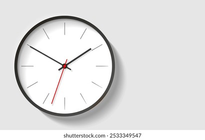 Classic clock image in realistic flat style, timer on white background. Business watch. Vector design element for you project