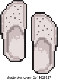 Classic Clog Sandal, white color, pixel art style, eps 10 illustrator