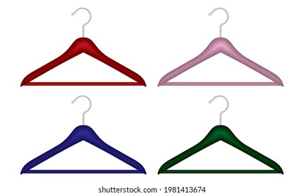 Classic Clothes Hanger Vector Illustration. Wardrobe Plastic Item For Storing Clothes Isolated On White Background
