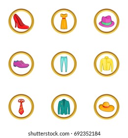 Classic clothes icon set. Cartoon set of 9 classic clothes vector icons for web isolated on white background