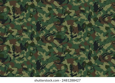 Classic clothing style print, woodland camouflage pattern background seamless vector illustration. 