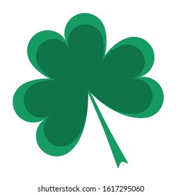Classic clover with three leaves and dark green center flat vector illustration. Element for decoration isolated on white background