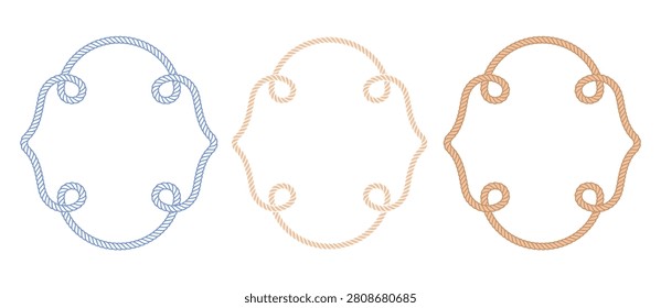 Classic Coastal Rope Oval Frame Marine Wedding Border