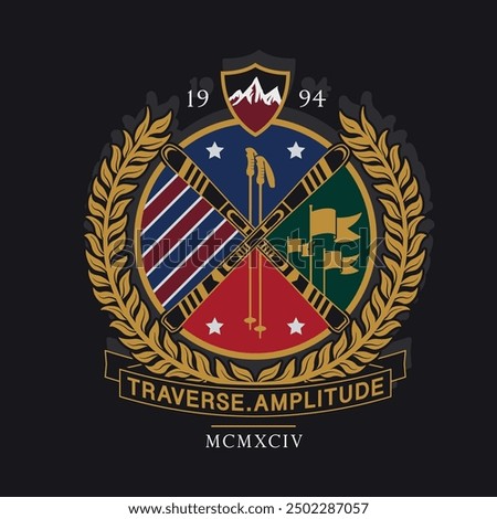 Classic Coat of Arms vector design for polo embroidery